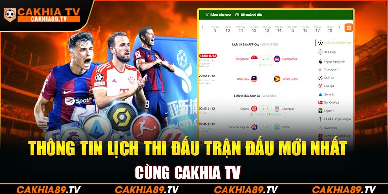 Thông tin lịch thi đấu trận đấu mới nhất cùng Cakhia TV